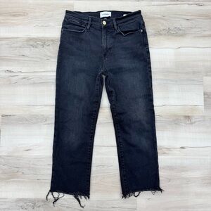 Frame Denim Le High Straight Release Hem Jeans black gray Sz 28